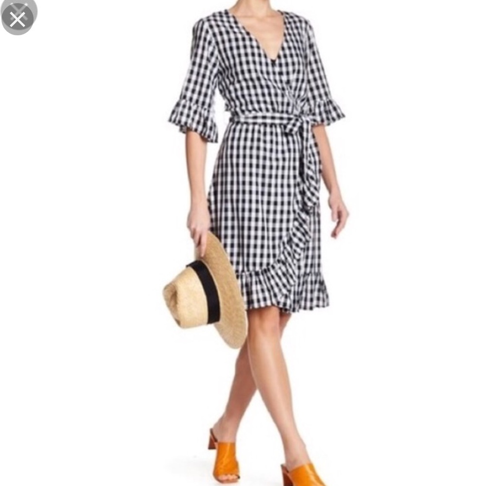 Superfoxx gingham faux wrap dress